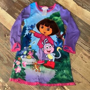 Vintage Nick JR Dora The Explorer Toddler Sz. 4 Girls Long Sleeve Nightgown Y2K